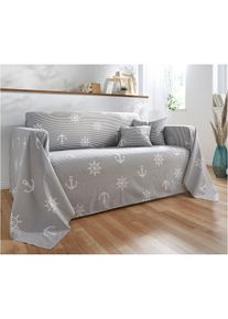 bonprix Cuvertură cu design maritim gri Pachet dublu fețe pernă 40/40 cm