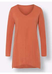 Dames Lange pullover met puntzoom in papaya ,maat 38, WITT, 100% Polyacryl