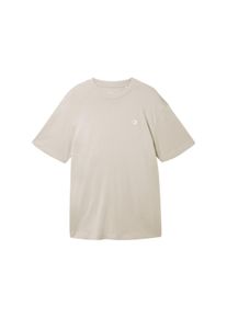 Tom Tailor Denim Herren Oversized T-Shirt, grau, Logo Print, Gr. XXL, baumwolle