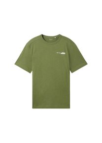 Tom Tailor Herren T-Shirt mit Logo Print, grün, Logo Print, Gr. XXL, baumwolle