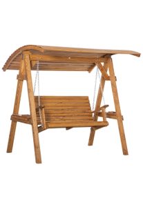 Outsunny Garden Swing Seat 2 Seater Outdoor Canopy Bench with Adjustable Shade Solid Wood Frame | Aosom Ireland