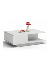 ZEKE - Table basse contemporaine - 90x60x42cm - Table à café style scandinave salon séjour bureau Blanc brillant