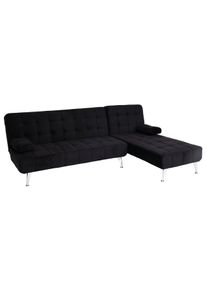 Schlafsofa HWC-K22, Couch Ecksofa Sofa, Liegefläche links/rechts Schlaffunktion 236cm ~ Samt schwarz