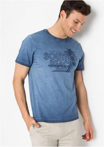 T-skjorte i økologisk bomull i vasket look, blå, størrelse 64/66 (3XL), bonprix