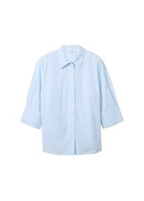 Tom Tailor Damen Plus - Gestreifte Bluse mit TENCEL(TM) Lyocell, blau, Gr. 54,