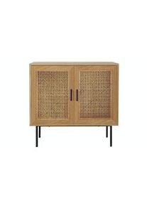 Möbilia Möbilia Cómoda | 2 puertas | MDF con chapa de paulownia | Ancho 80 x Fondo 39 x Alto 76 cm | naturaleza