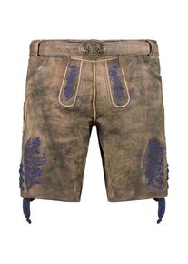 Maddox Lederhose mit Stickereien und G&uuml;rtel, Braun, 66