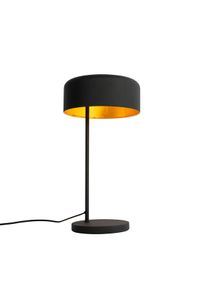 Qazqa Retro tafellamp zwart met gouden binnenkant - Jinte