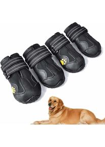 4 pcs Bottes Chien,Chaussures pour Chiens imperméables avec Brets réglables réfléchissantes pour Le Grand Chien de Taille Moyenne Dog(A,7)