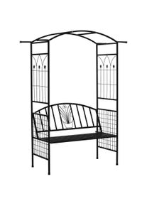 Outsunny Steel Frame Outdoor Garden Arch w/ 2-Seater Bench Flower Climber Black | Aosom Ireland