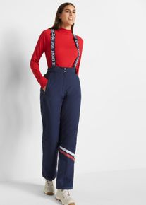 bonprix Spodnie narciarskie funkcyjne termoaktywne i nieprzemakalne, z odpinanymi szelkami, Straight, niebieski, 40