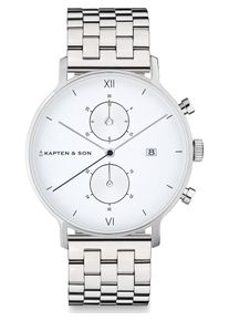 Kapten & Son Kapten & Son Dames Analoog horloge 'Chrono Small Silver Steel' zilver One Size