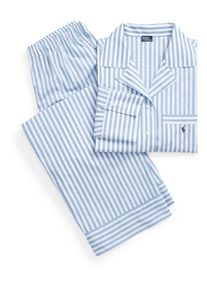 Polo Ralph Lauren Pyjama ' Long Sleeve PJ Set - Shirting Stripes ' Femme bleu, blanc taille L