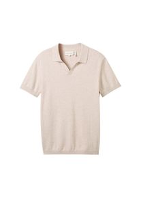Tom Tailor Herren Basic Poloshirt mit Leinen, braun, Uni, Gr. XXL, baumwolle