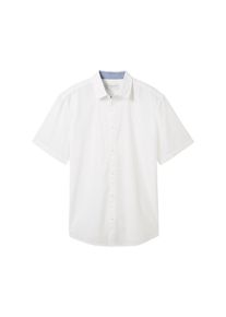 Tom Tailor Herren Basic Kurzarmhemd aus Popeline, weiß, Uni, Gr. XXL, baumwolle