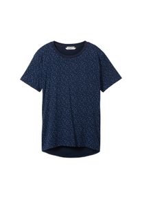 Tom Tailor Denim Damen T-Shirt mit Bio-Baumwolle, blau, Muster, Gr. XS, baumwolle