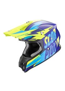 Scorpion VX-16 EVO Air Slanter Crosshelm (Blaumatt/Neongelb)