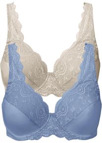 Beugel bh met sierlijk kant (set van 2) - blauw - maat 95D - bonprix
