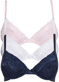 Push up bh met fijn kant (set van 3) - blauw - maat 95D - bonprix