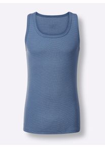 Heren Onderhemd in lichtblauw gestreept ,maat 5, Witt, 75% Katoen, 25% Polyester