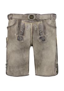 Pfundskerl Lederhose mit Stickereien und G&uuml;rtel, Grau, 60