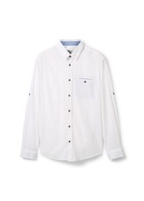Tom Tailor Herren Hemd mit Struktur, weiß, Uni, Gr. S, baumwolle