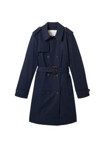 Tom Tailor Damen Basic Trenchcoat, blau, Uni, Gr. XL, polyester