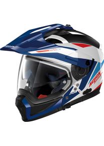 Nolan N70-2 X Stunner N-Com, modulaire helm , kleur: Wit/Blauw/Rood/Zwart , maat: L
