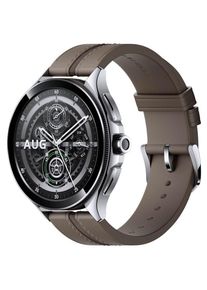 Smartwatch Xiaomi Watch 2 Pro, 4G LTE, Silver Case, Brown Leather Strap
