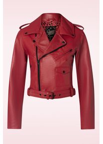 Queen Kerosin Marlon Leder Biker Jacke in Rot