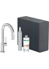 Hansgrohe Aqittura Spültisch-Einhebelmischer 76839000 SodaSystem 210, Ausziehauslauf, Starter Set, chrom