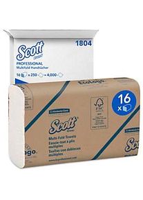Scott® Multifold Handtücher 1804, 1-lagig, reißfest, 16 Päckchen á 250 Tücher, weiß
