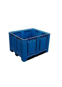 Palettenbox Big Box 680 l, B 1200 x T 1000 x H 790 mm, geschlossen, blau, 3 Kufen