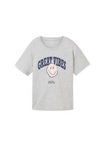 Tom Tailor Kinder Oversized T-Shirt mit Print, grau, Motivprint, Gr. 176, baumwolle
