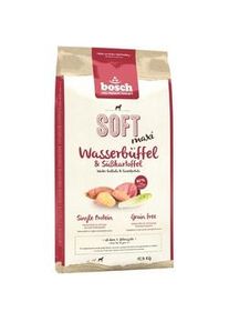 Bosch Plus Soft Maxi Wasserbüffel & Süßkartoffeln 12,5 kg + Mr.BIG Stücke in Sauce mit Lachs 400g für Hunde GRATIS (Rabatt für Stammkunden 3%)