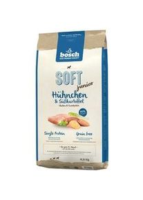 Bosch Soft Junior Huhn & Süßkartoffeln 12,5 kg + Mr.BIG Junior Stücke in Sauce mit Huhn 400g für Hunde GRATIS (Rabatt für Stammkunden 3%)