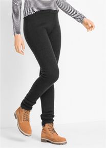 bonprix Legginsy ocieplane z paskiem w prążek czarny 32/34
