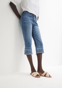 Jeans capri con ricami, Blu, Taglia 48, bonprix