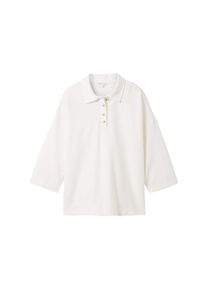 Tom Tailor Damen T-Shirt mit Polokragen, weiß, Gr. XXL, baumwolle