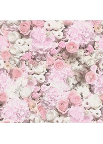 Bricoflor - Papier peint fleuri rose et blanc romantique Tapisserie fleurie rose pour chambre fille Papier peint anglais pour salon & couloir - Rose,