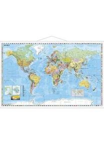 Stiefel Wandkarte Kleinformat Weltkarte Politisch Mit Flaggenrand Deutschsprachig Mit Metallstäben Karte (im Sinne von Landkarte)