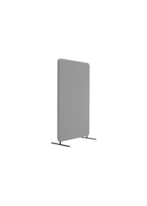 Akoestische scheidingswand Standard, afgeronde hoeken, hoogte 1500 mm, incl. voeten, breedte 800 mm, grijs