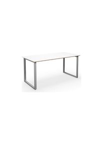Mesa multiusos DUO-O Trend, tablero recto, profundidad 800 mm, anchura 1400 mm, blanco/plateado
