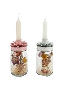 Kerzenständer "Blütenschwestern" Mit Trockenblumen 2Er-Set