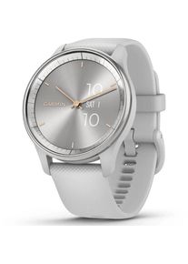 Ceas smartwatch Garmin vivomove Trend, Silicone Band, Silver Stainless Steel Bezel cu carcasa Mist Grey