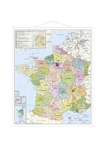 Stiefel Wandkarte Großformat Frankreich Postleitzahlen Mit Metallstäben Karte (im Sinne von Landkarte)