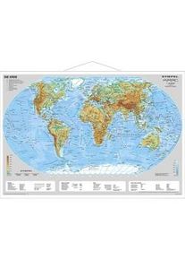 Stiefel Wandkarte Kleinformat Die Erde Physisch Mit Metallstäben - Heinrich Stiefel Karte (im Sinne von Landkarte)