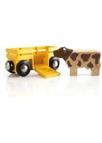 Holz-Spielzeug Waggon Mit Kuh 2-Teilig In Bunt