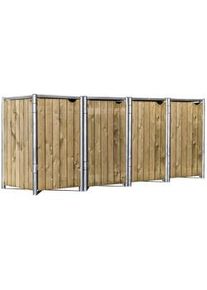 HIDE Mülltonnenbox Holz Natur (Größe: 80X278x115cm)