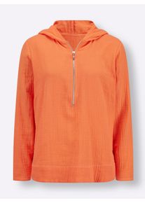 Dames Blouse met lange mouwen en capuchon in oranje ,maat 36, WITT, 100% Katoen